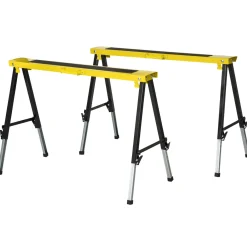 4Goodz 2 Stuks Zaagbok Staal Schragen 100x49x62-90 Cm Max 100 Kg - Geel Zwart