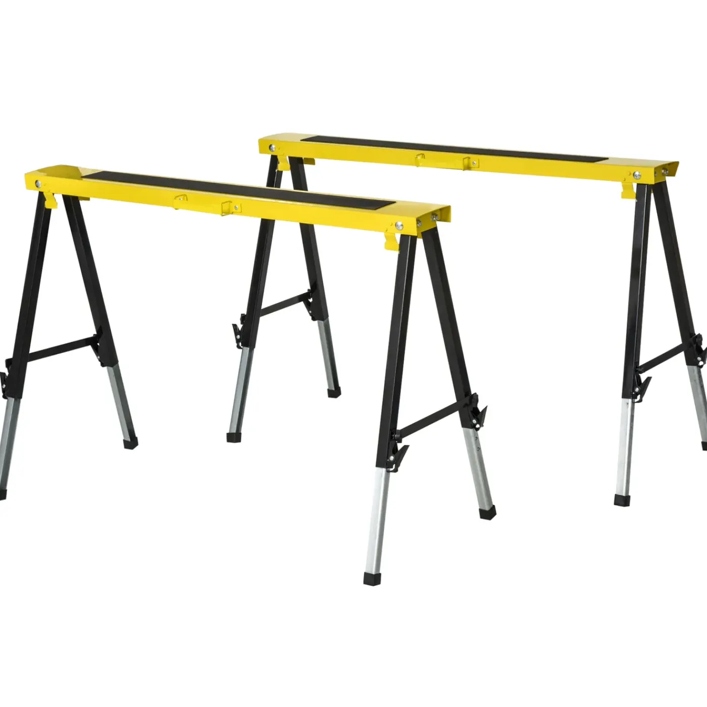 4Goodz 2 Stuks Zaagbok Staal Schragen 100x49x62-90 Cm Max 100 Kg - Geel Zwart