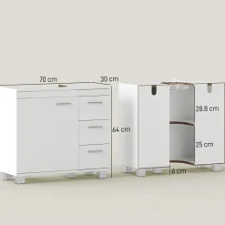 4Goodz Wastafel Onderkast Met 3-lades En Deur - Wit