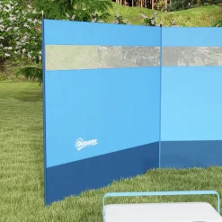 4Goodz Windscherm Met Kijkvenster En Draagtas, Stalen Palen, 440x140cm, Blauw