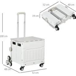 4goodz Winkelwagen Vouwkrat Trapklimmer Opvouwbaar Max. 65 Kg Belastbaar - Wit