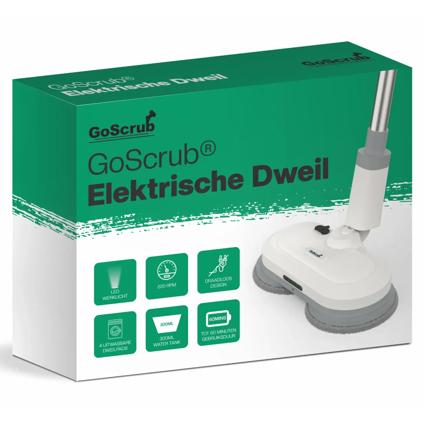 GoScrub ® Draadloze Elektrische Dweil - Vloerreiniger voor Harde en Houten Vloeren
