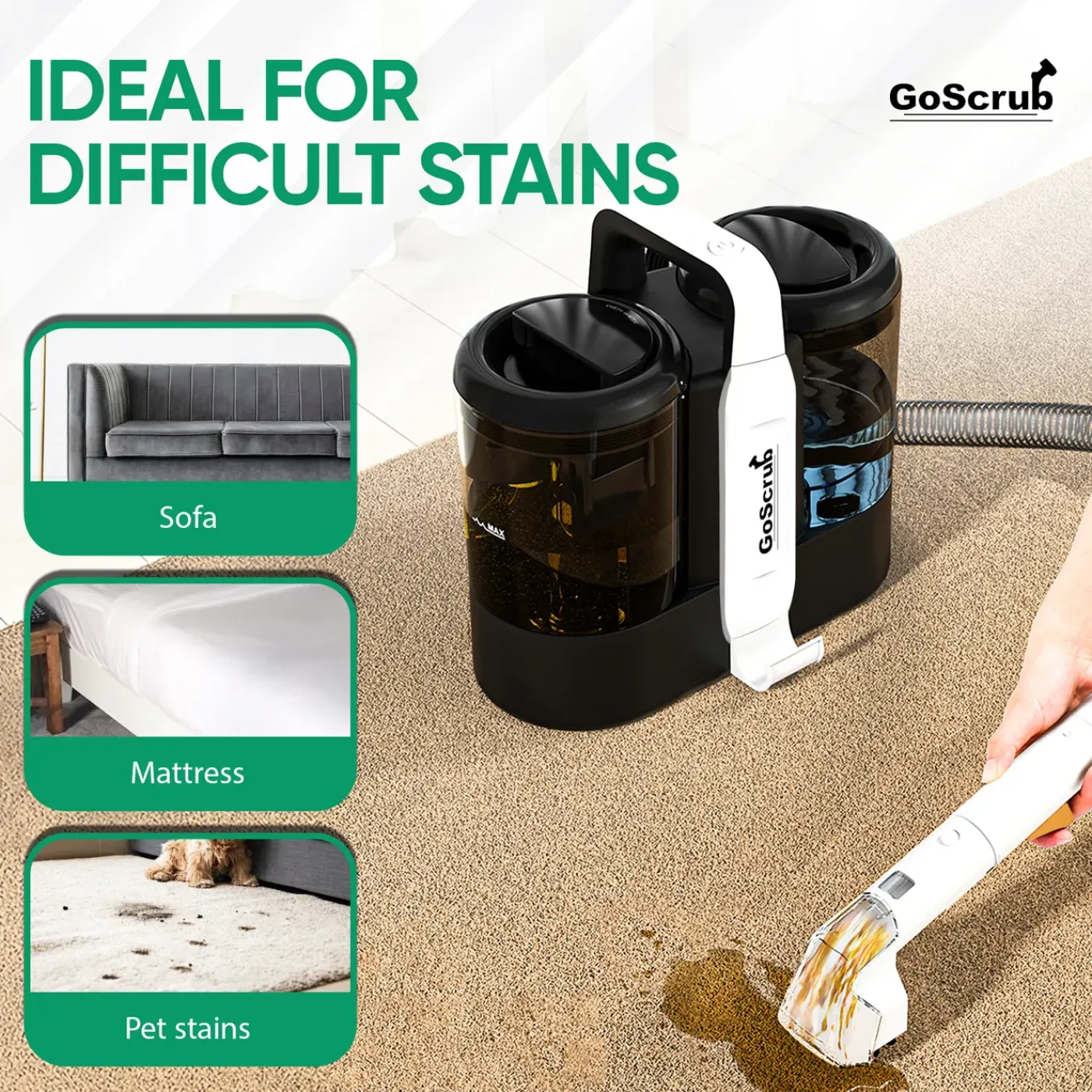 GoScrub ® Professionele Tapijtreiniger – Vlekkenreiniger & Bank Reiniger