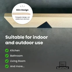 Goudmethout Industriële Plankdragers Driehoekvorm Mat Zwart - Voor Wandplank 15-25 Cm