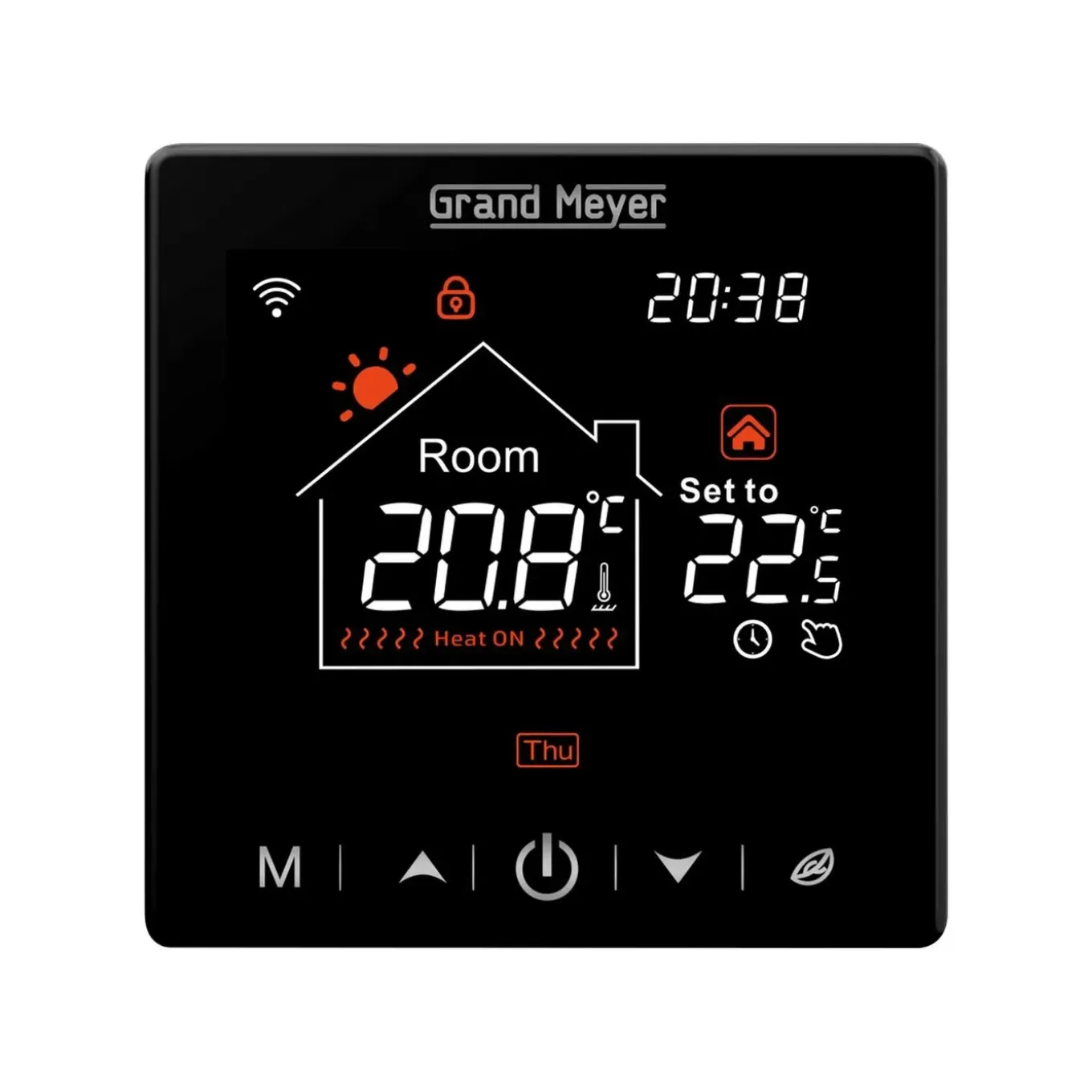 Grand Meyer Programmeertbare Wi-fi Thermostaat Sn-20, 16a, 230 V, Zwart