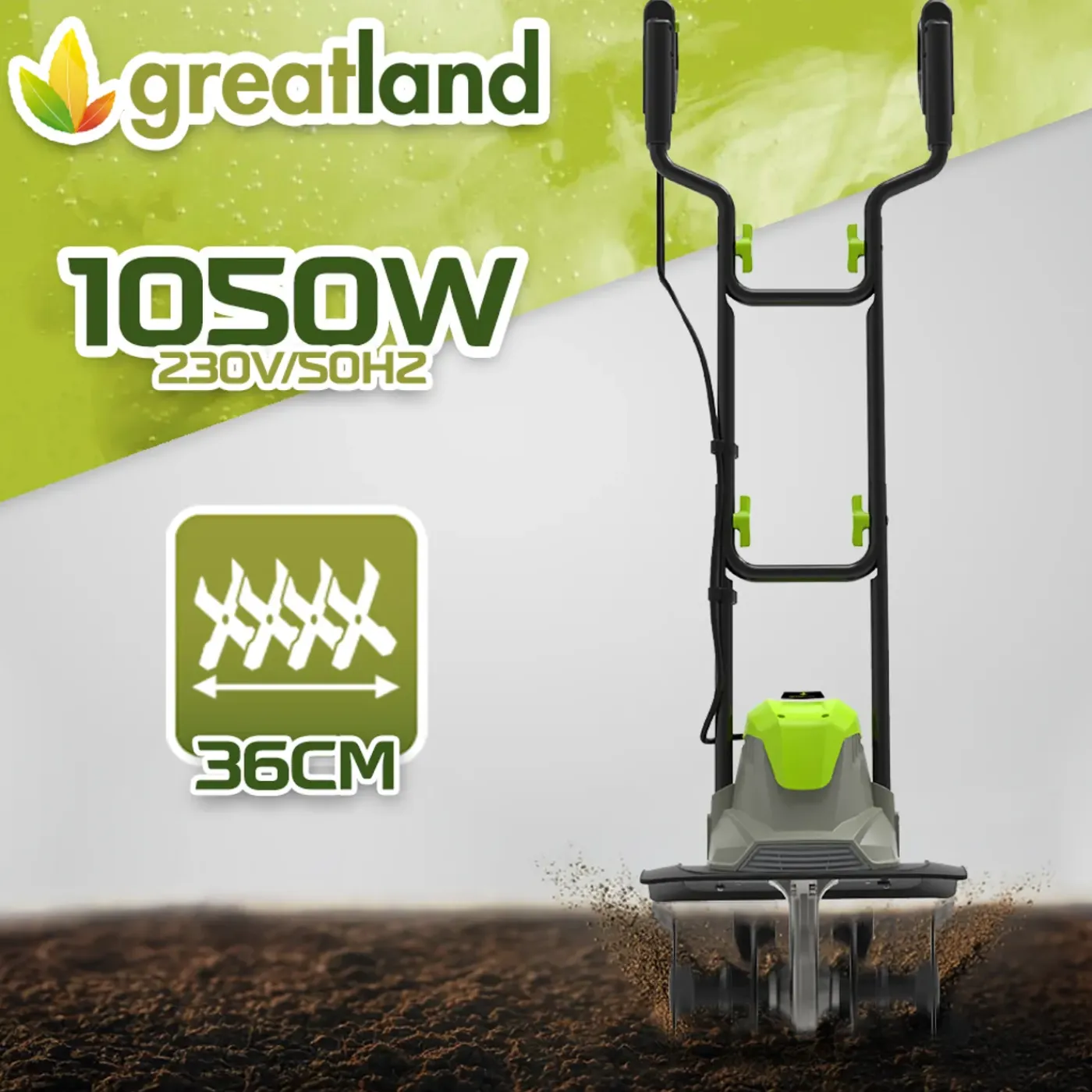 GREATLAND - Elektrische Rotovator 1050w 36cm - 4 Schudders -