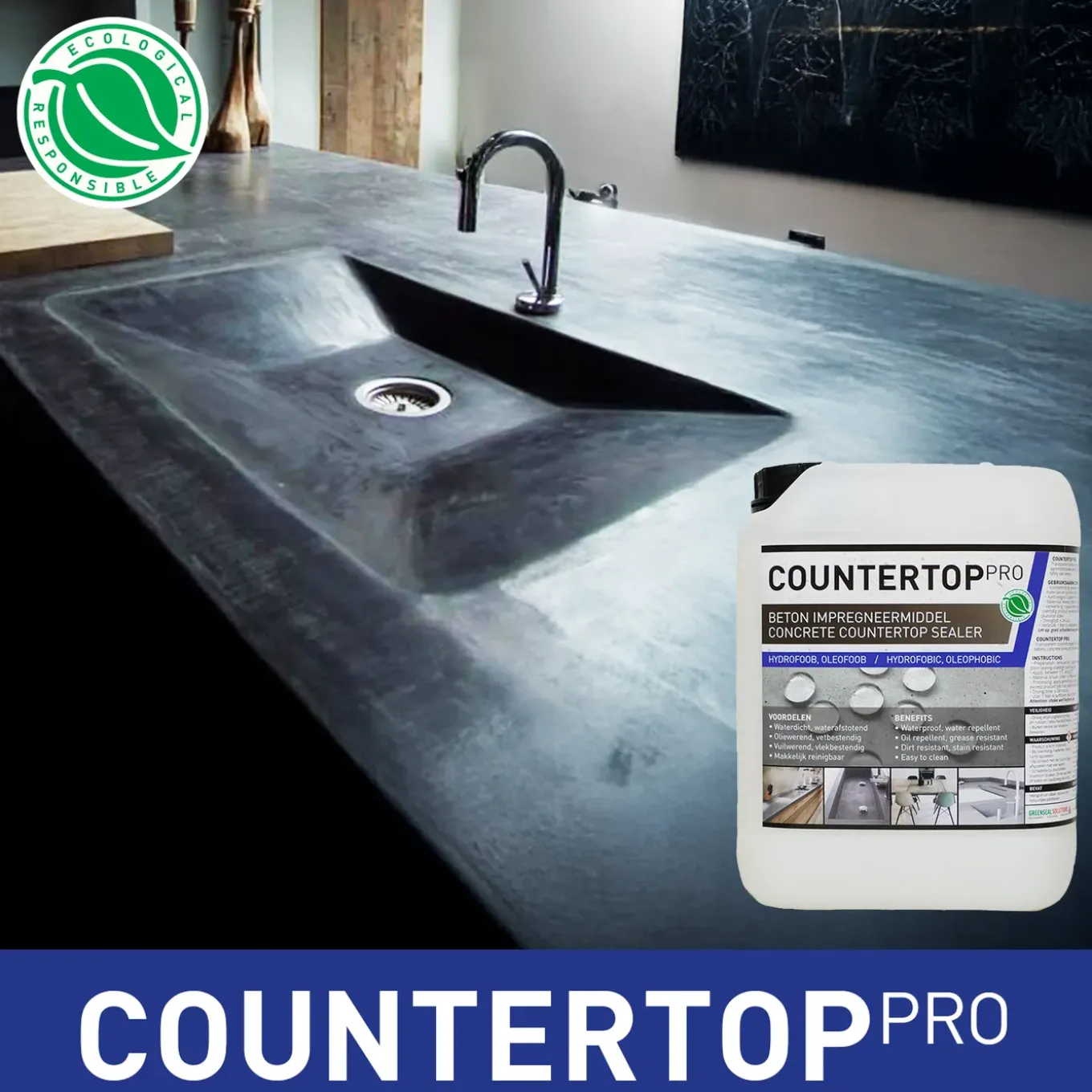 GreenSeal - Countertop Pro - Gevlinderd beton impregneermiddel, Sterk olieafstotend - 10L / 60m²