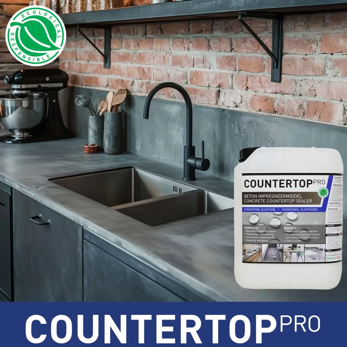 GreenSeal - Countertop Pro - Gevlinderd beton impregneermiddel, Sterk olieafstotend - 10L / 60m²