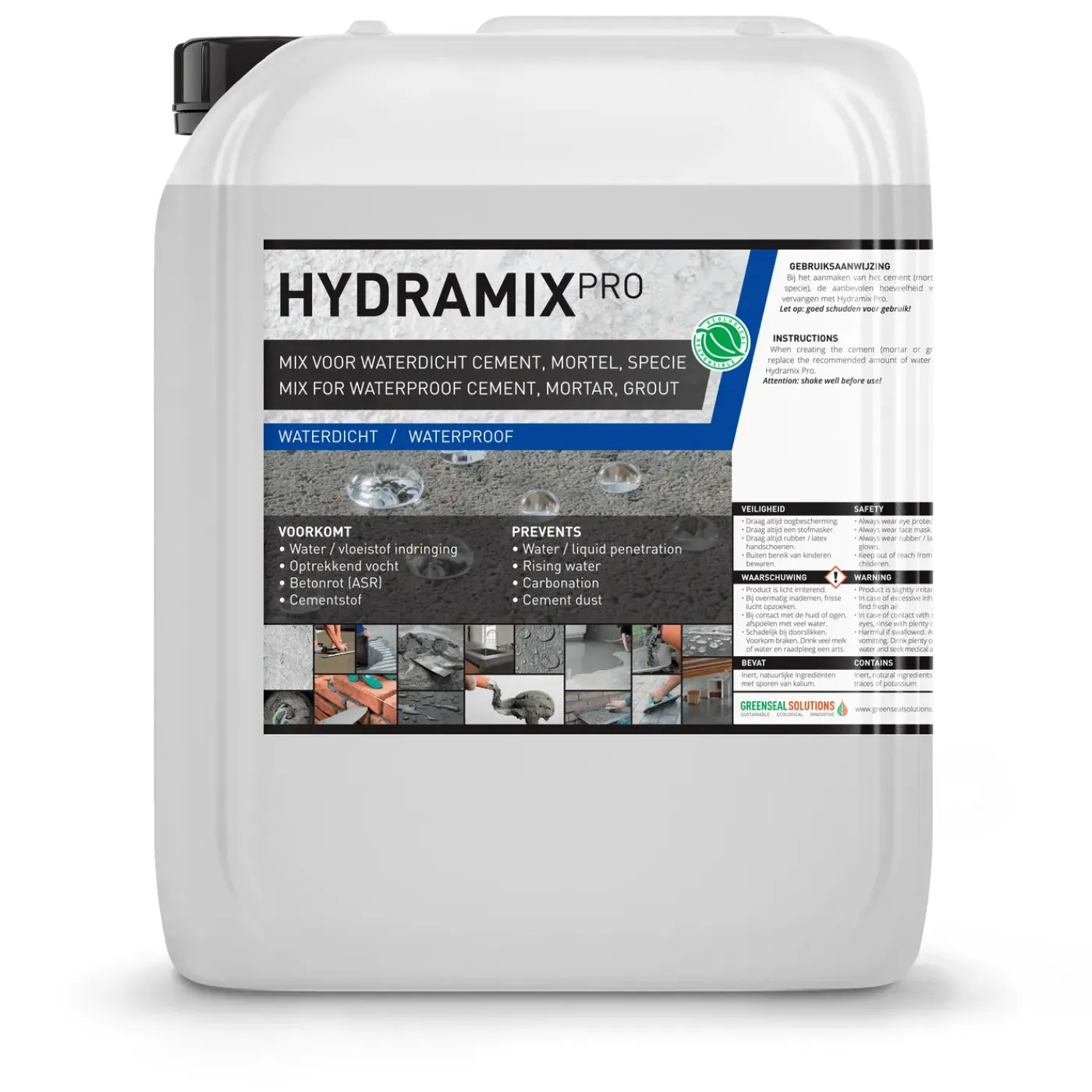 GreenSeal Solutions Greenseal - Hydramix Pro - Cementmix Additief - Waterdicht Beton maken - Permanent - 10L