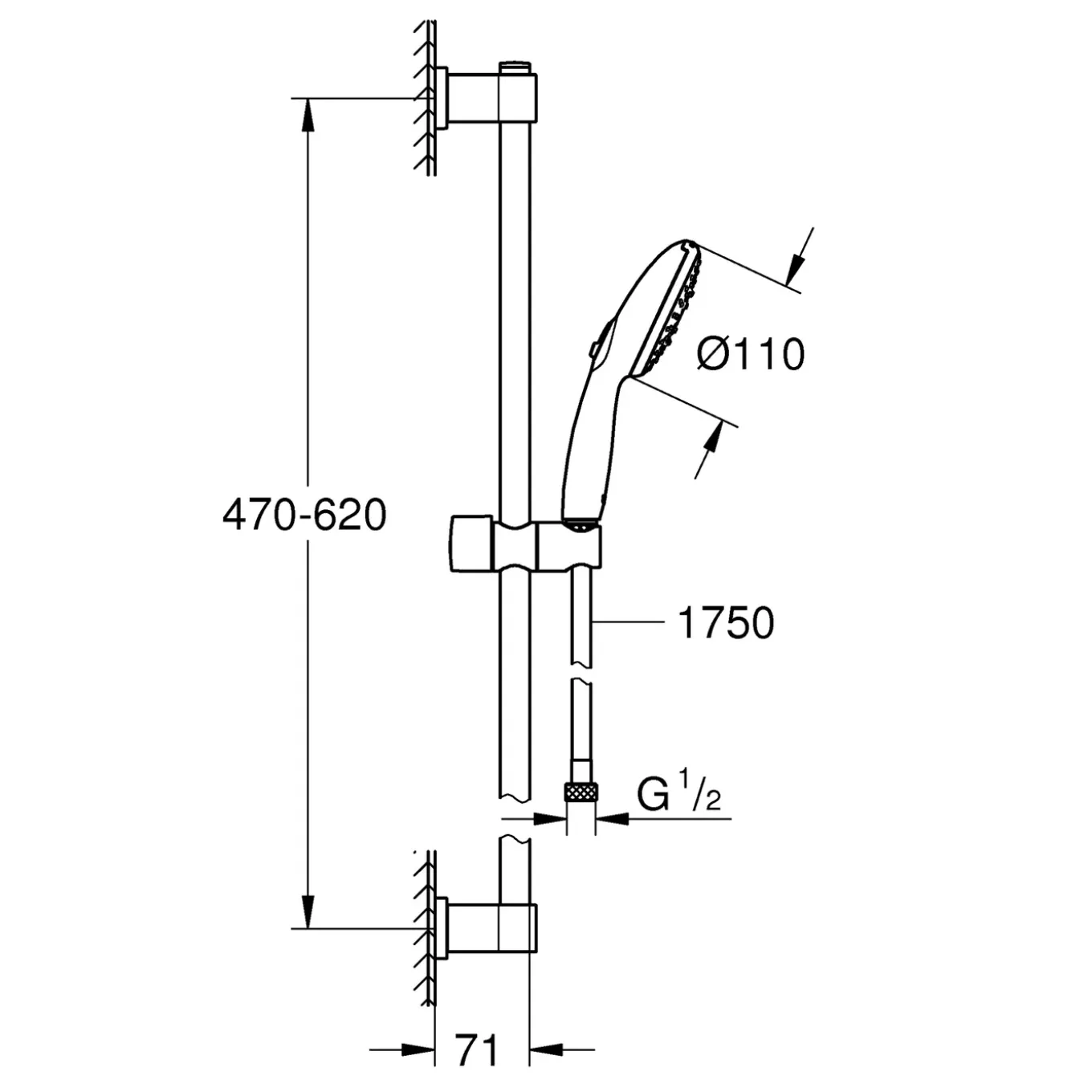 Grohe douchegarnituur Start Alira – 3 straalsoorten