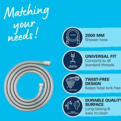 Grohe Doucheslang VitalioFlex Comfort - Anti-torsie - Universeel - Chroom - 200cm