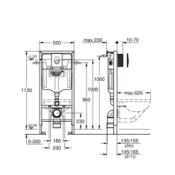 Grohe inbouwreservoir Rapid SL 3-in-1 set frame, pushplate en bevestigingsmateriaal + wit bedieningspaneel