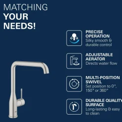 Grohe keukenmengkraan Essence supersteel mat