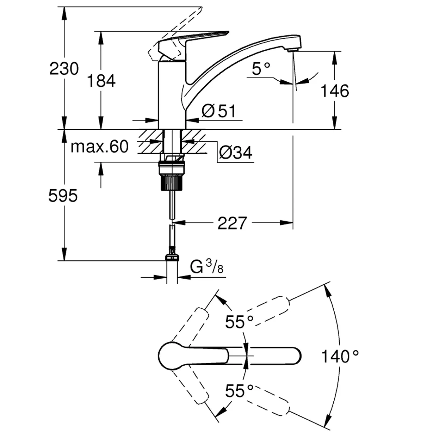 Grohe keukenmengkraan Start mat zwart