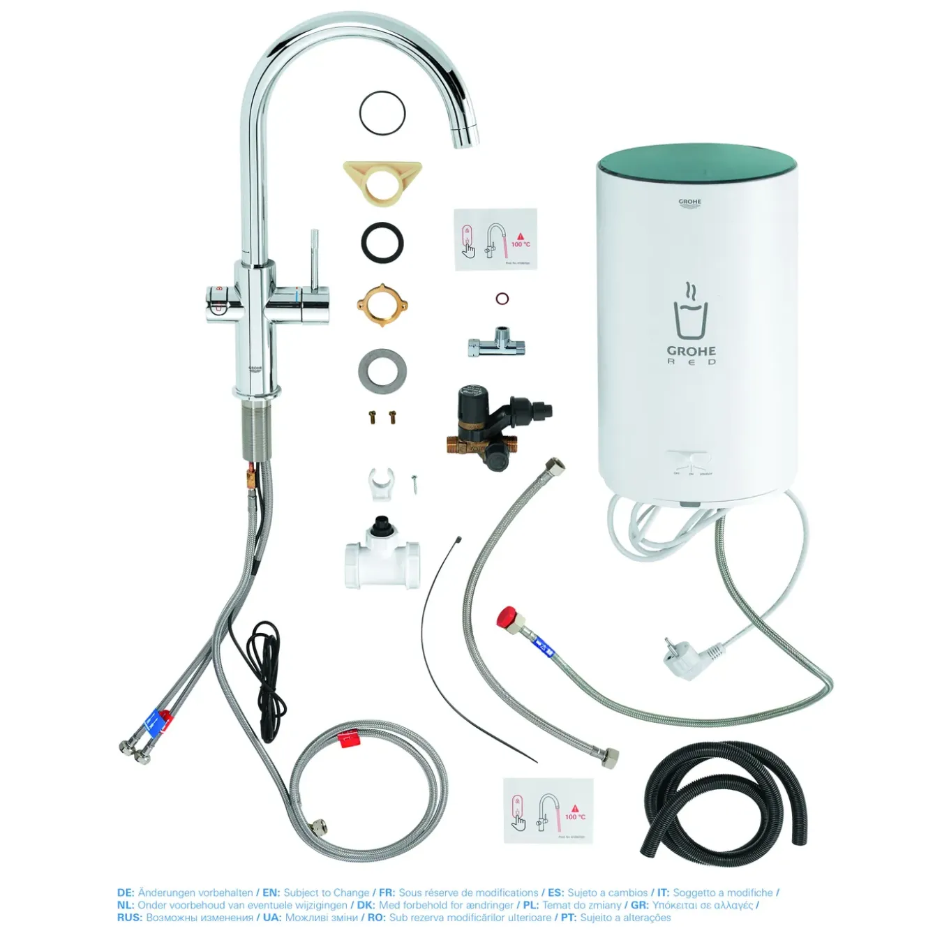 Grohe kokendwaterkraan Red Duo chroom en M-size boiler