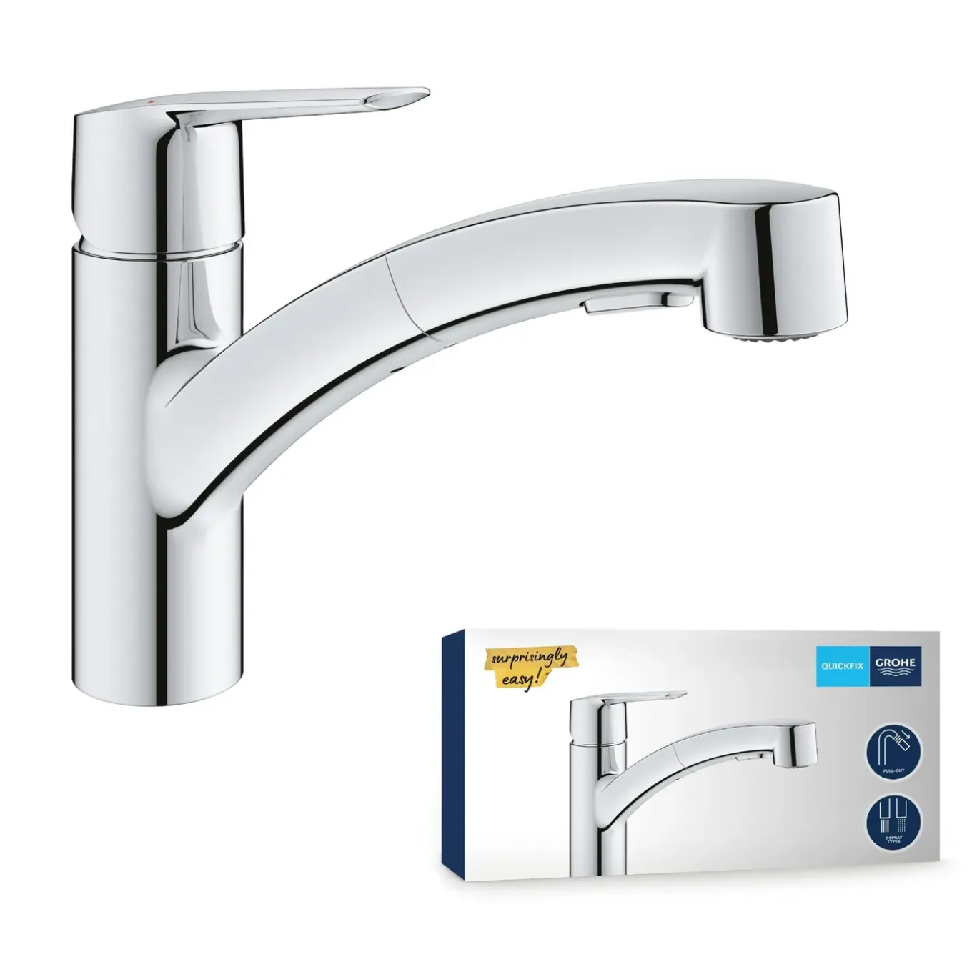Grohe QuickFix Start Keukenmengkraan met uittrekbare handdouche Chroom
