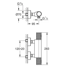 Grohe Thermostatische Douchekraan Precision Feel - CoolTouch - Chroom - 12 cm