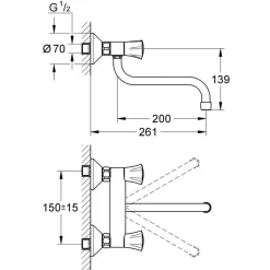 Grohe - Wandmontage keukenmengkraan - Lage uitloop, sterk en efficiënt, zwart