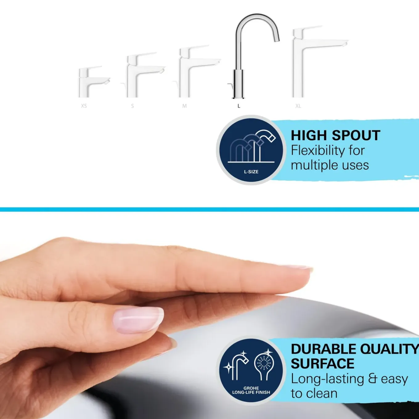 GROHE Wastafelmengkraan Start - EcoJoy - Draaibaar - Chroom - 31,1cm