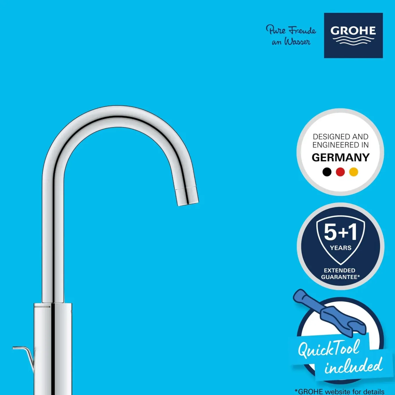 GROHE Wastafelmengkraan Start - EcoJoy - Draaibaar - Chroom - 31,1cm