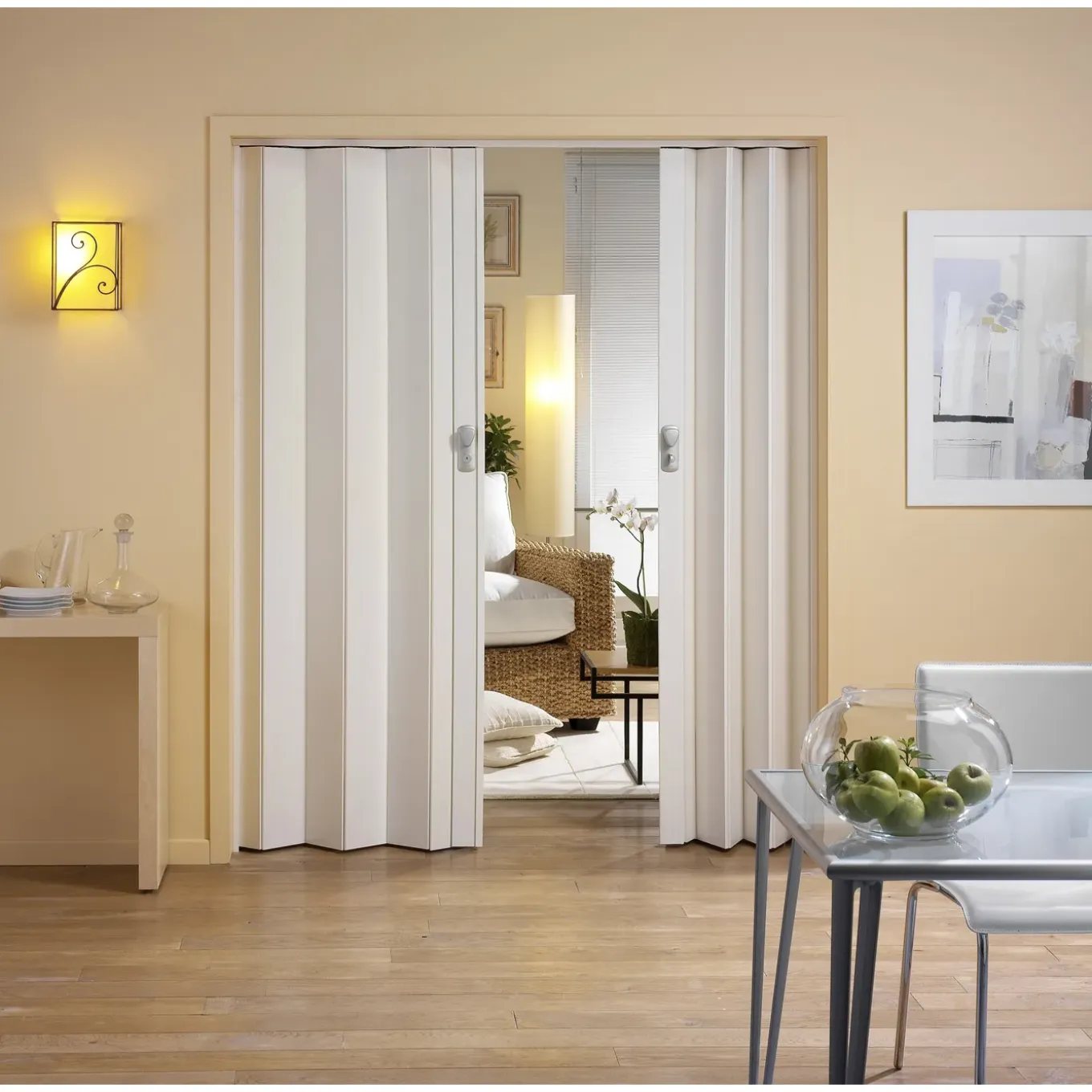 Grosfillex vouwdeur 'Spacy' - PVC - Wit generfd - 205x84cm