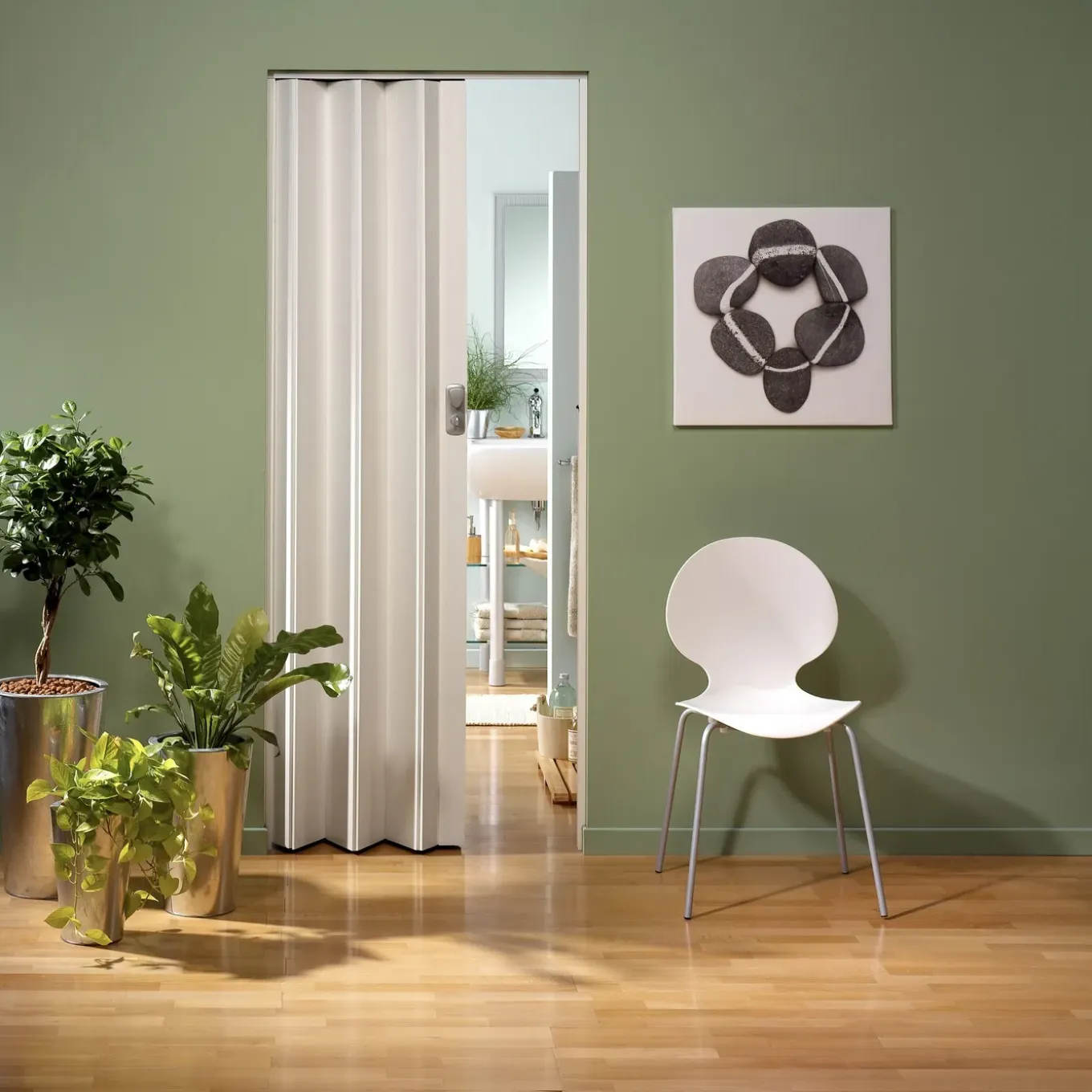 Grosfillex vouwdeur 'Spacy' - PVC - Wit generfd - 205x84cm