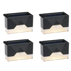 Grundig Solar Tuinverlichting 4 Stuks - Solar Lamp Warm Wit Sfeerlicht - Zwart