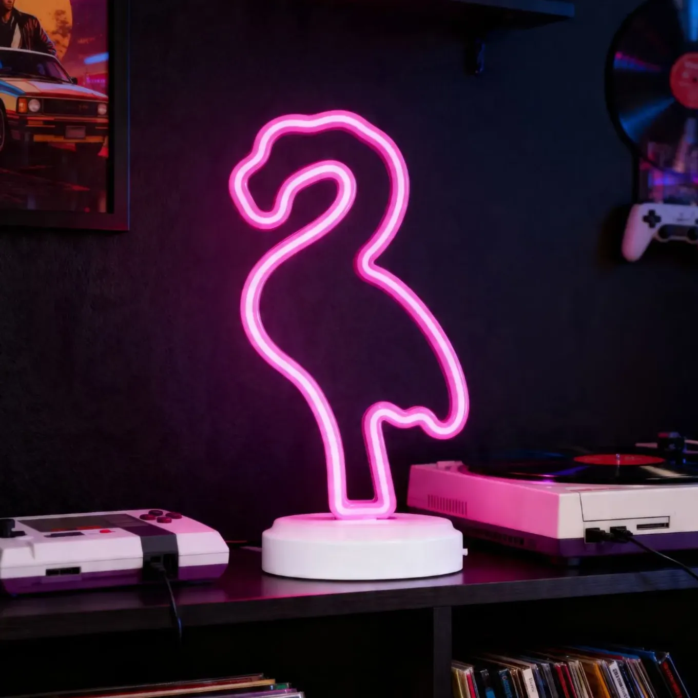 Grundig Tafellamp Flamingo Neon Lamp - Oplaadbaar Met 42 Led