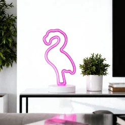 Grundig Tafellamp Flamingo Neon Lamp - Oplaadbaar Met 42 Led