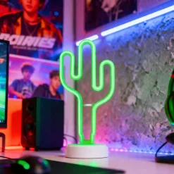 Grundig Tafellamp Oplaadbaar Neon Cactus Met 53 Led Lamp