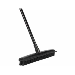 GS Quality Products GS Rubberen Bezem - Kappersbezem - Vloerwisser met Steel - 68-120 cm - Zwart