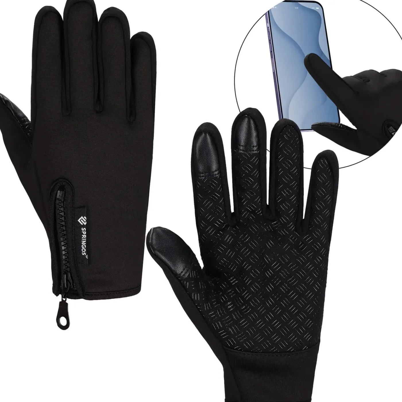 Springos Handschoenen - Touch - Zwart - Nylon - Unisex - Maat M