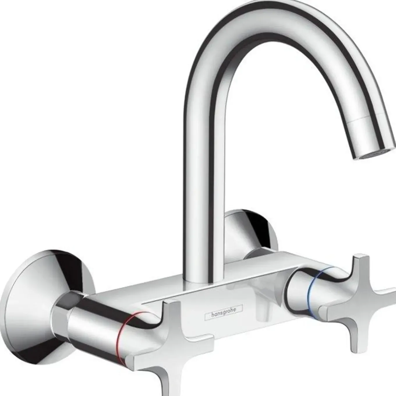 Hansgrohe Logis M32 Tweegreeps Keukenmengkraan - Wandmontage - Met Hoge Uitloop - Hoogglans Chroom