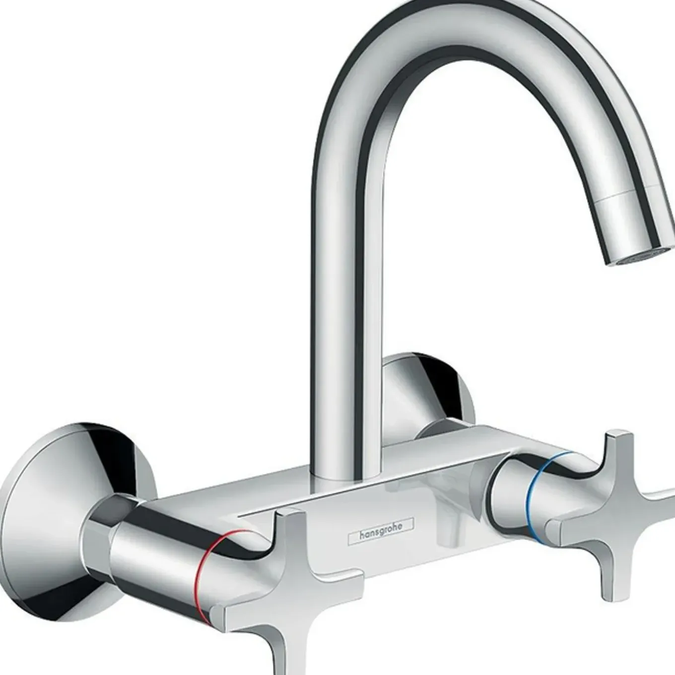 Hansgrohe Logis M32 Tweegreeps Keukenmengkraan - Wandmontage - Met Hoge Uitloop - Hoogglans Chroom