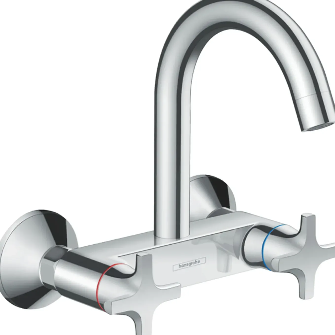 Hansgrohe Logis M32 Tweegreeps Keukenmengkraan - Wandmontage - Met Hoge Uitloop - Hoogglans Chroom