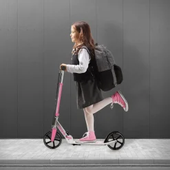 Hauki Cityroller Scooter Roze Opvouwbaar Verstelbaar Lichtgewicht Xxl Wielen Voetrem