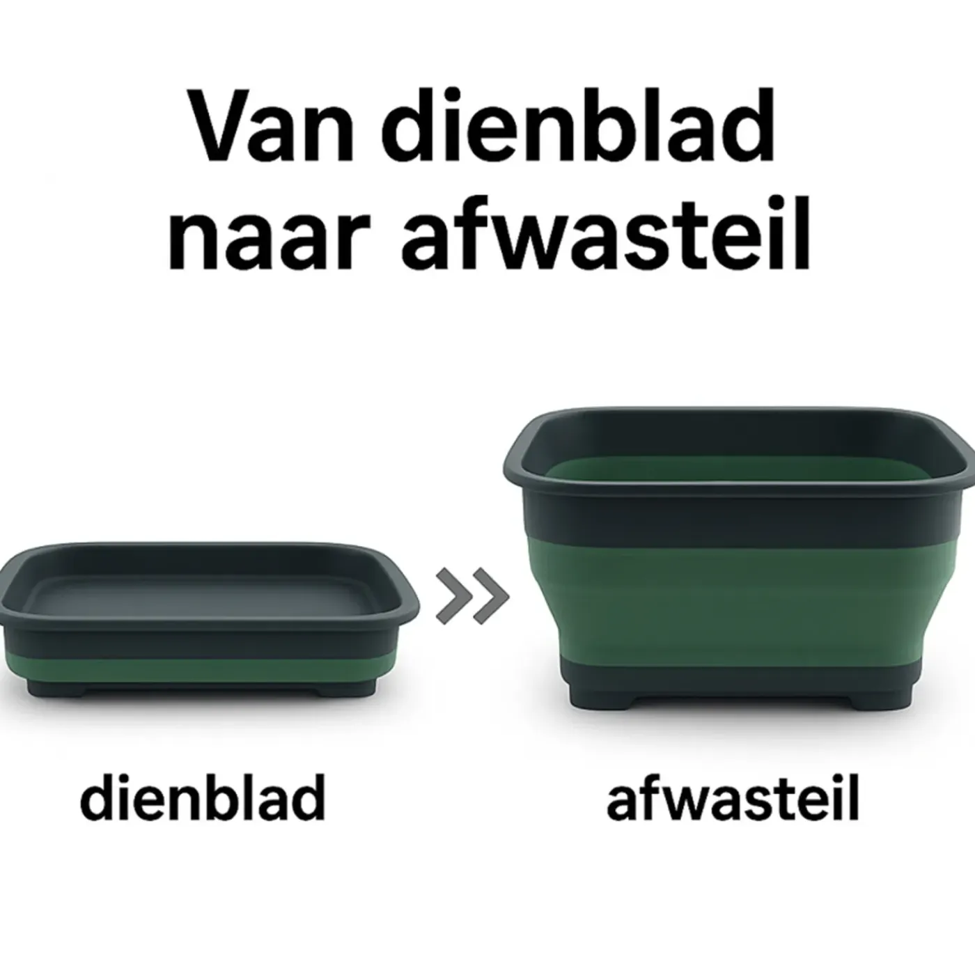 HEM Afwas Set - Afwasbak 8l - Bamboe Afwasborstel - Groene Afdruipmat