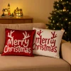 HEM Kerst Kussens Set Van 2 Met Vulling - 40x40 Cm Rood Wit - Fluweel Kerstversiering
