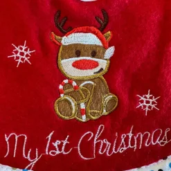 Hem Kerstmuts & Slabbetje Baby Kerstset Rendier Met Zuurstok Rood/wit