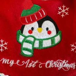 HEM Kerstmuts & Slabbetje Baby Kerstset Pinguïn Rood/wit