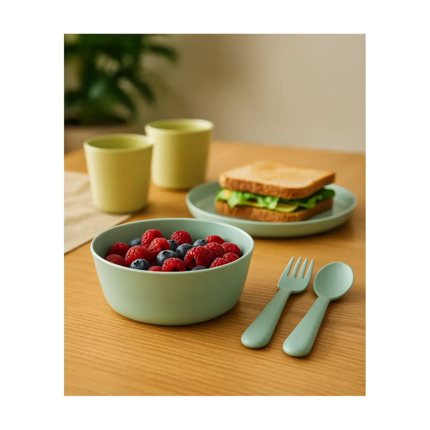 HEM Serviesset 24-delig - Picknickset Voor Camping Groen - Bestekset