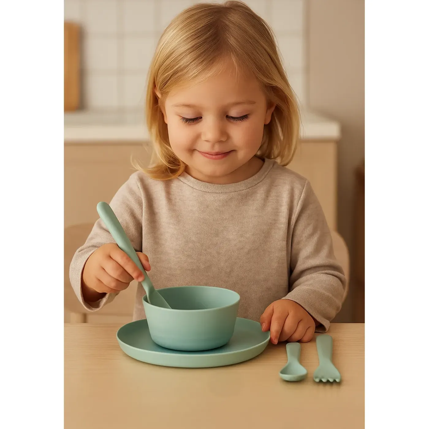 HEM Serviesset 24-delig - Picknickset Voor Camping Groen - Bestekset