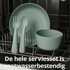 HEM Serviesset 24-delig - Picknickset Voor Camping Groen - Bestekset