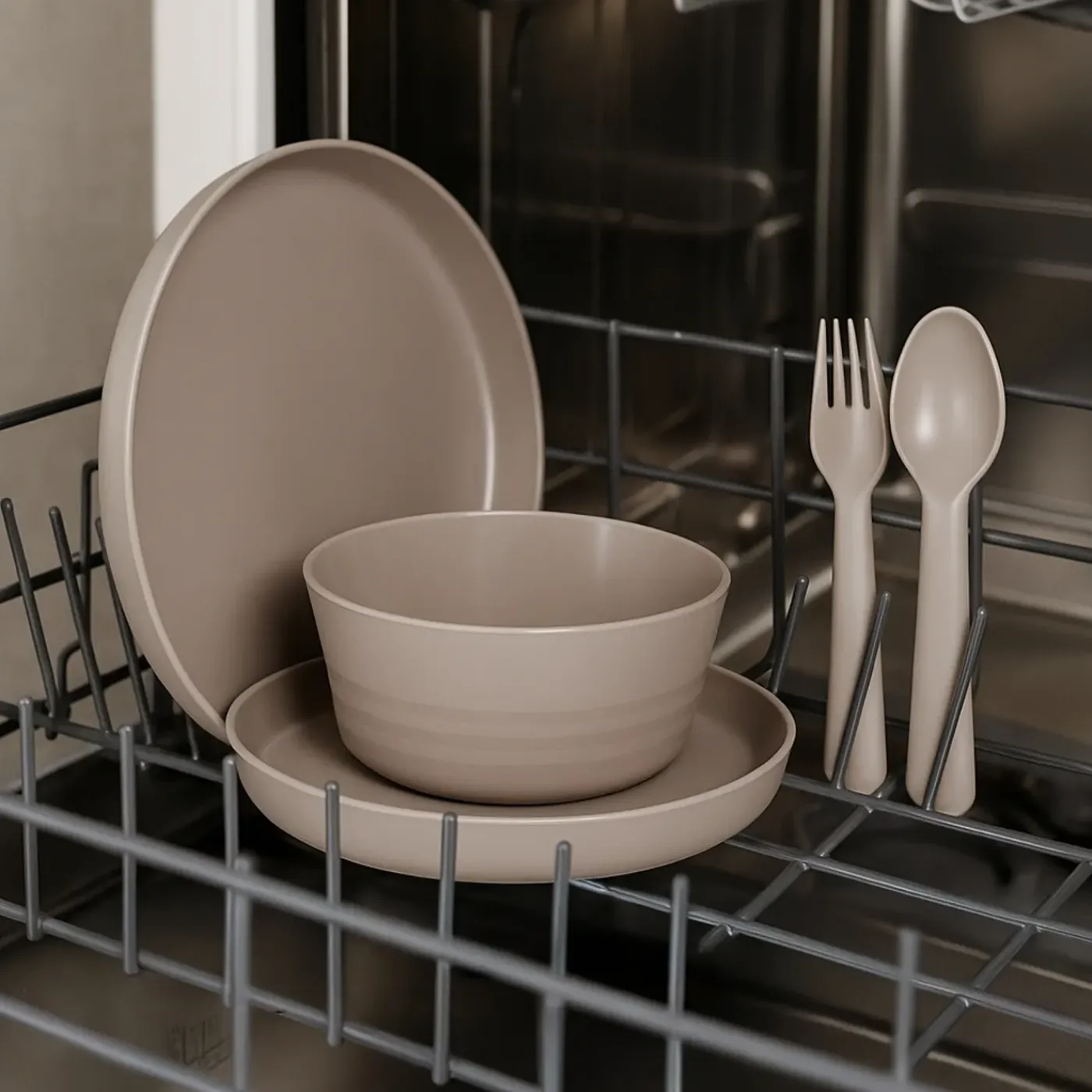 HEM Serviesset 24-delig - Picknickset Voor Camping Grijs - Bestekset