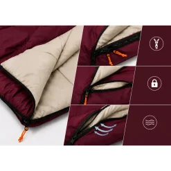 Hem Slaapzak Envelop - Zomer Slaapzak 190x75 Cm - Bordeauxrood