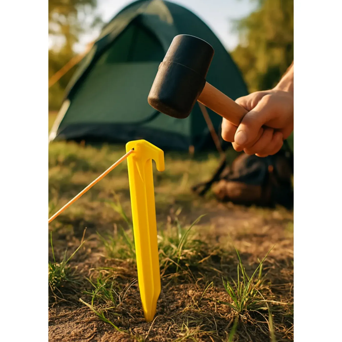 HEM Tentharingen Set Van 6 - Gele Abs Grondpennen 23 Cm Met V-punt Verwerk