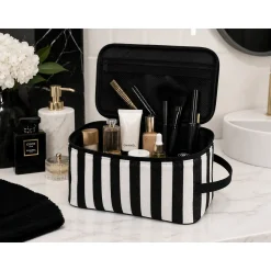 Hem Toilettas - Make-up Tas - Zwart Wit Gestreept