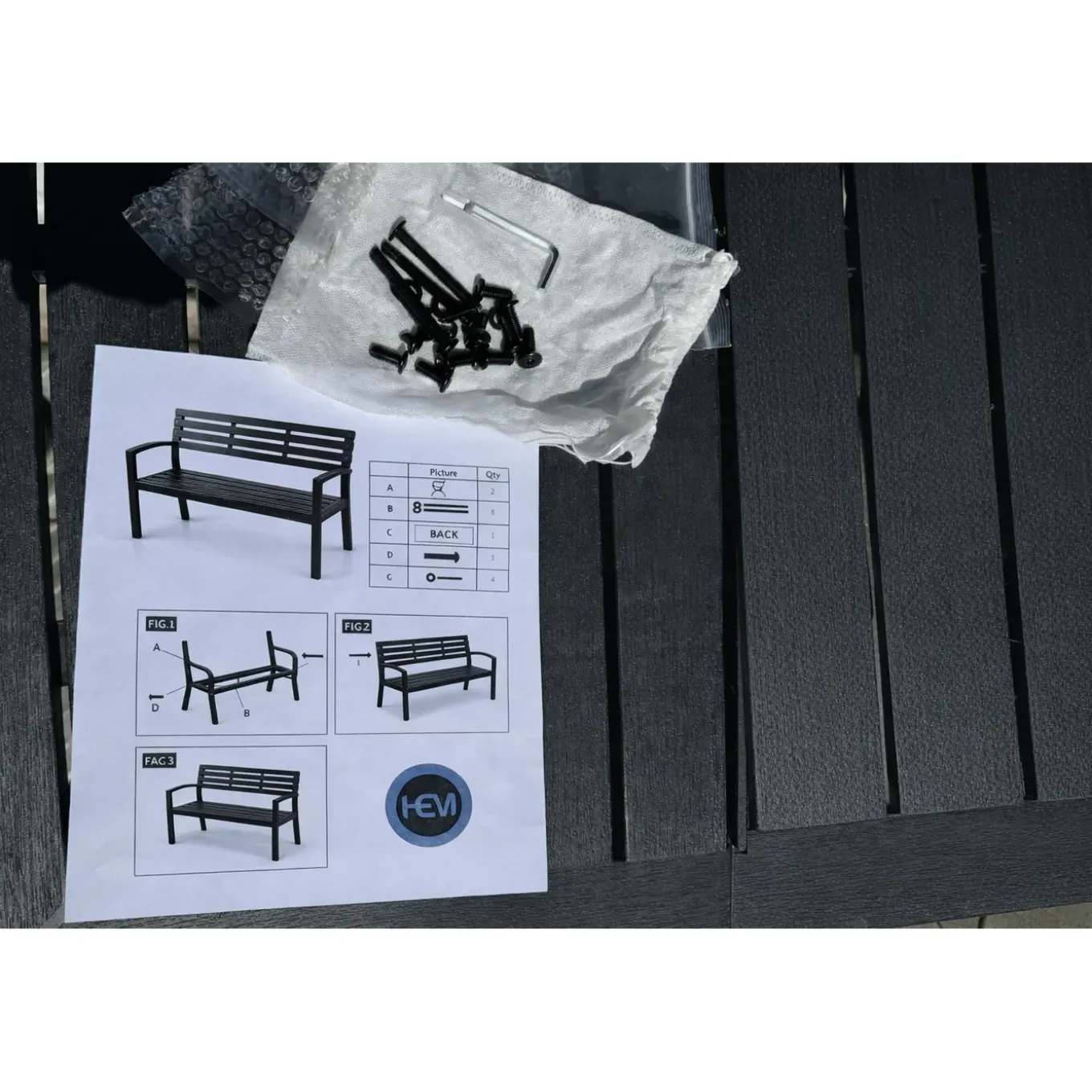 Hem Tuinbank Staal Zwart - 2 Persoons - Weerbestendig - Tuin Balkon Terras