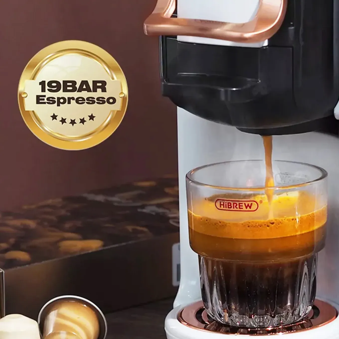 Hibrew - Koffiemachine - H2B - 5-in-1 Multicapsules 20 Bar Zwart