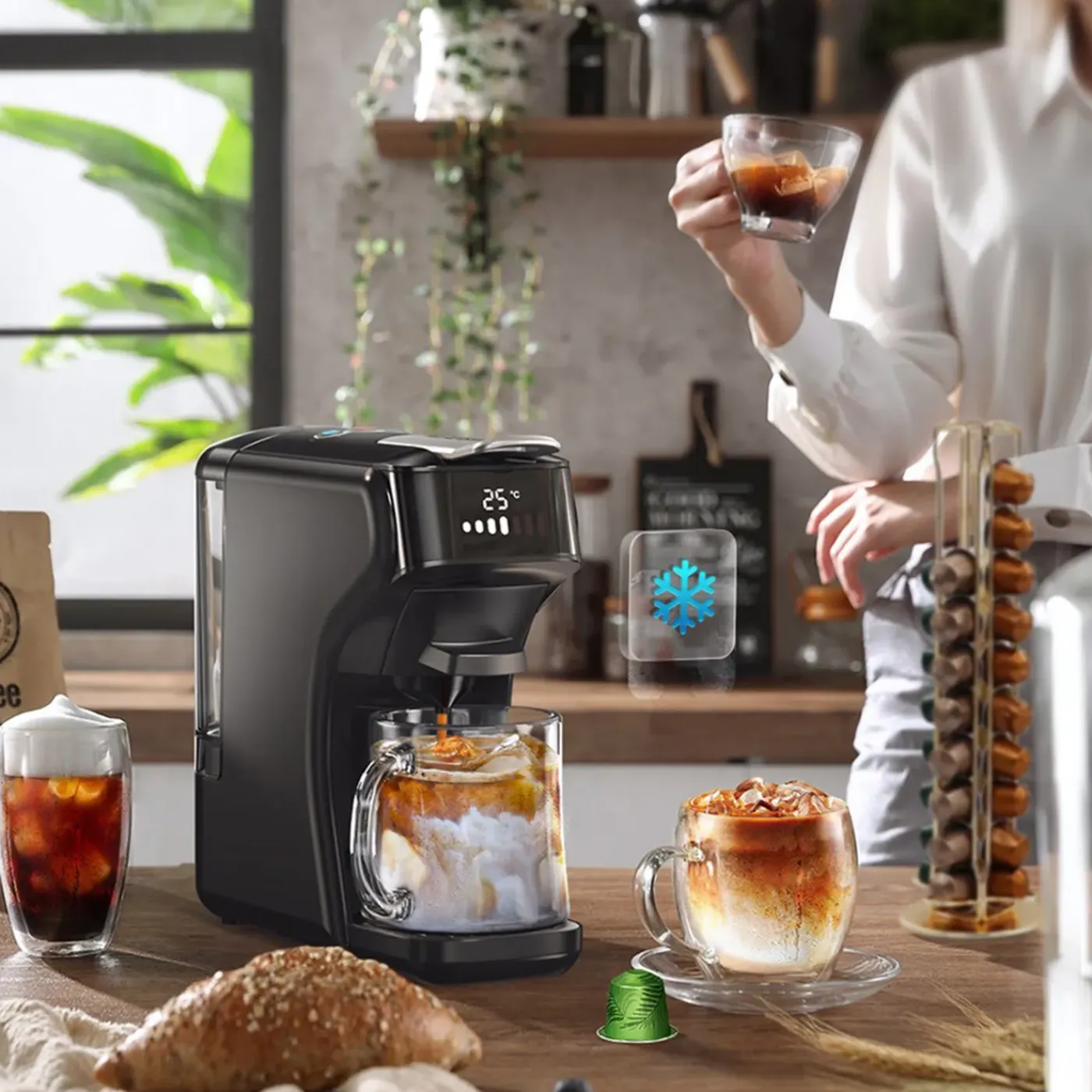 HiBREW - Koffiemachine - H1B - 6-in-1 Multicapsules 20 Bar Zwart